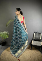 Joban Fashion Navy Blue Bandhej Bandhani Vichitra Silk Bandhani Prints Saree | Grocsy