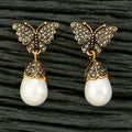 Joban Fashion Women Brass Golden White Ad Earrings | Grocsy