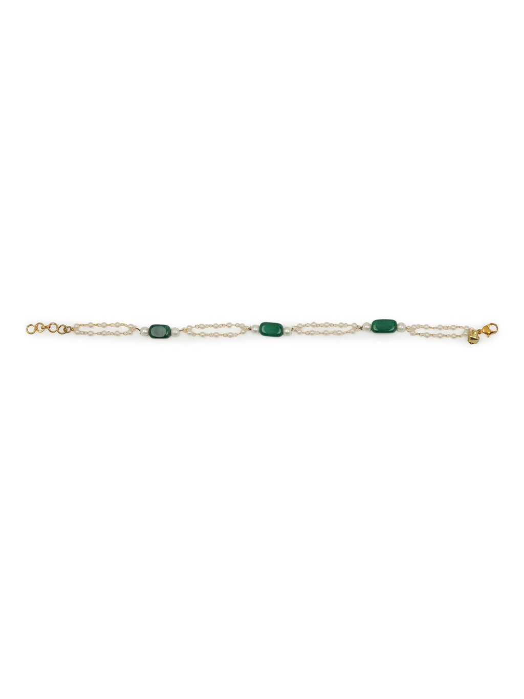Gold-Polished White Green Pearl Beaded Anklets - Ruby Raang | Grocsy