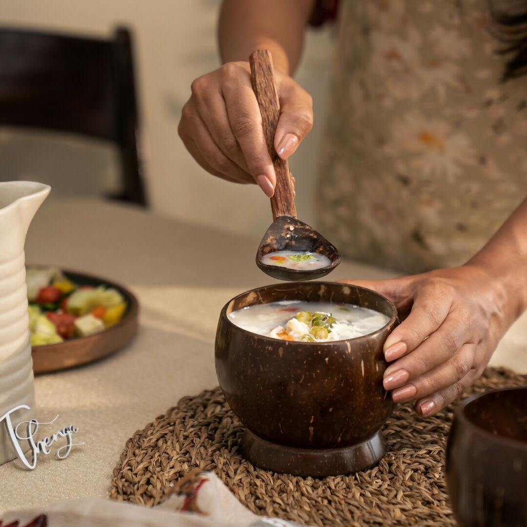 Thenga Coconut Shell Artisan Soup Bowl & Soup Spoon | Grocsy