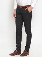 Jainish Men's Black Checked Formal Trousers ( GP 254Black ) | Grocsy