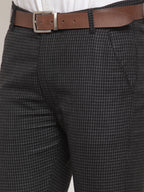 Jainish Men's Black Checked Formal Trousers ( GP 254Black ) | Grocsy