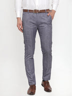 Jainish Men's Blue Checked Formal Trousers ( GP 254Blue ) | Grocsy