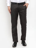 Jainish Men's Black Cotton Striped Formal Trousers ( FGP 255Black ) | Grocsy
