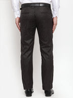 Jainish Men's Black Cotton Striped Formal Trousers ( FGP 255Black ) | Grocsy