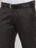 Jainish Men's Black Cotton Striped Formal Trousers ( FGP 255Black ) | Grocsy