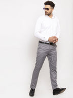 Jainish Men's Grey Cotton Striped Formal Trousers ( FGP 255Grey ) | Grocsy