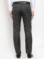 Jainish Men's Green Cotton Striped Formal Trousers ( FGP 255Olive ) | Grocsy