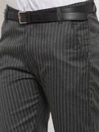 Jainish Men's Green Cotton Striped Formal Trousers ( FGP 255Olive ) | Grocsy