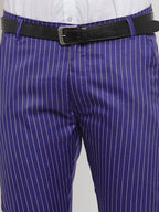 Jainish Men's Blue Cotton Striped Formal Trousers ( FGP 255Royal-Blue ) | Grocsy