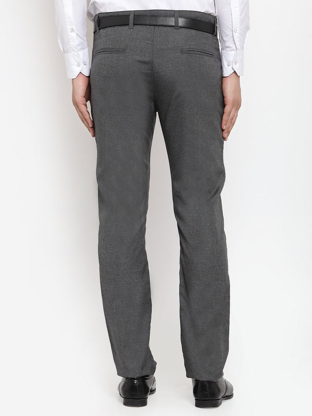 Jainish Men's Black Cotton Solid Formal Trousers ( FGP 256Charcoal ) | Grocsy