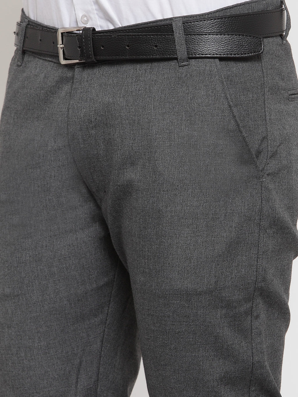 Jainish Men's Black Cotton Solid Formal Trousers ( FGP 256Charcoal ) | Grocsy