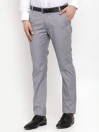 Jainish Men's Grey Cotton Solid Formal Trousers ( FGP 256Grey ) | Grocsy