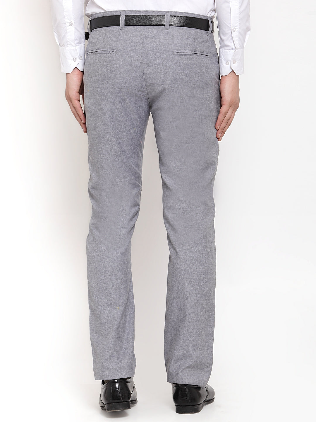 Jainish Men's Grey Cotton Solid Formal Trousers ( FGP 256Grey ) | Grocsy