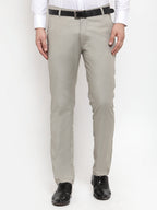 Jainish Men's Grey Cotton Solid Formal Trousers ( FGP 256Light-Grey ) | Grocsy