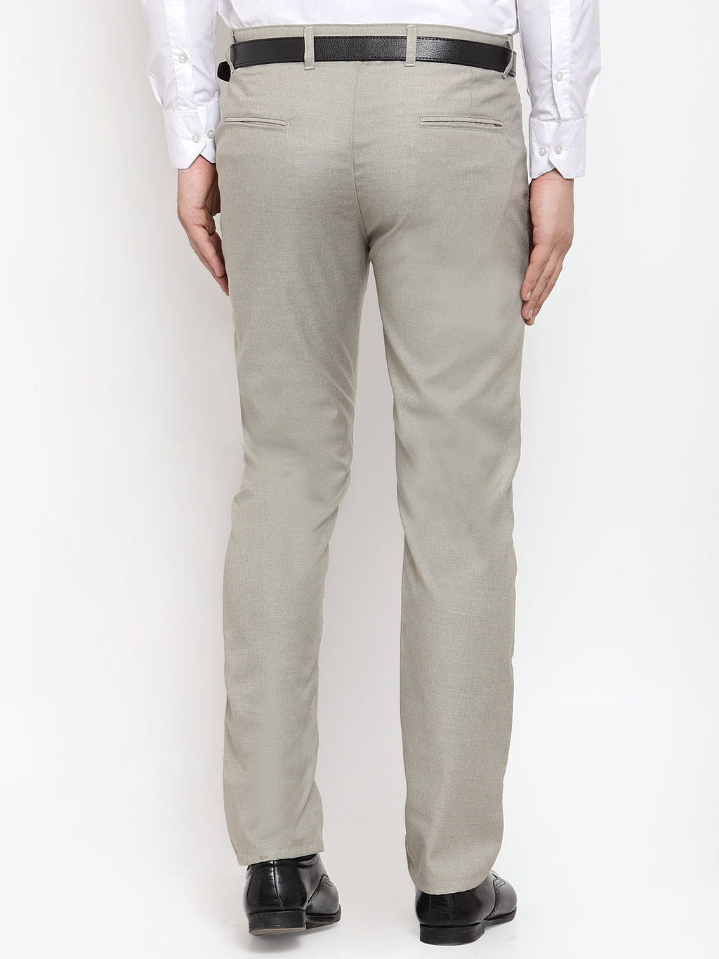 Jainish Men's Grey Cotton Solid Formal Trousers ( FGP 256Light-Grey ) | Grocsy