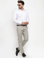 Jainish Men's Grey Cotton Solid Formal Trousers ( FGP 256Light-Grey ) | Grocsy