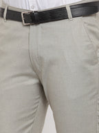 Jainish Men's Grey Cotton Solid Formal Trousers ( FGP 256Light-Grey ) | Grocsy