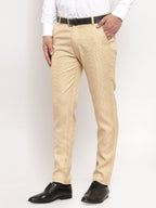 Jainish Men's Gold Cotton Polka Dots Formal Trousers ( GP 257Golden ) | Grocsy