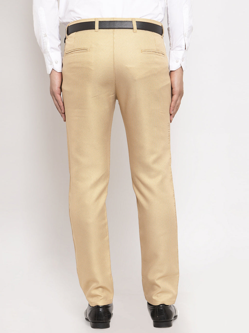 Jainish Men's Gold Cotton Polka Dots Formal Trousers ( GP 257Golden ) | Grocsy