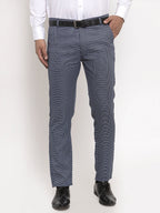 Jainish Men's Navy Cotton Polka Dots Formal Trousers ( GP 257Navy-Blue ) | Grocsy