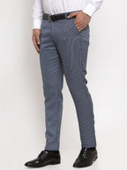 Jainish Men's Navy Cotton Polka Dots Formal Trousers ( GP 257Navy-Blue ) | Grocsy