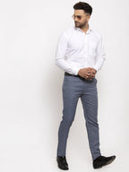 Jainish Men's Navy Cotton Polka Dots Formal Trousers ( GP 257Navy-Blue ) | Grocsy