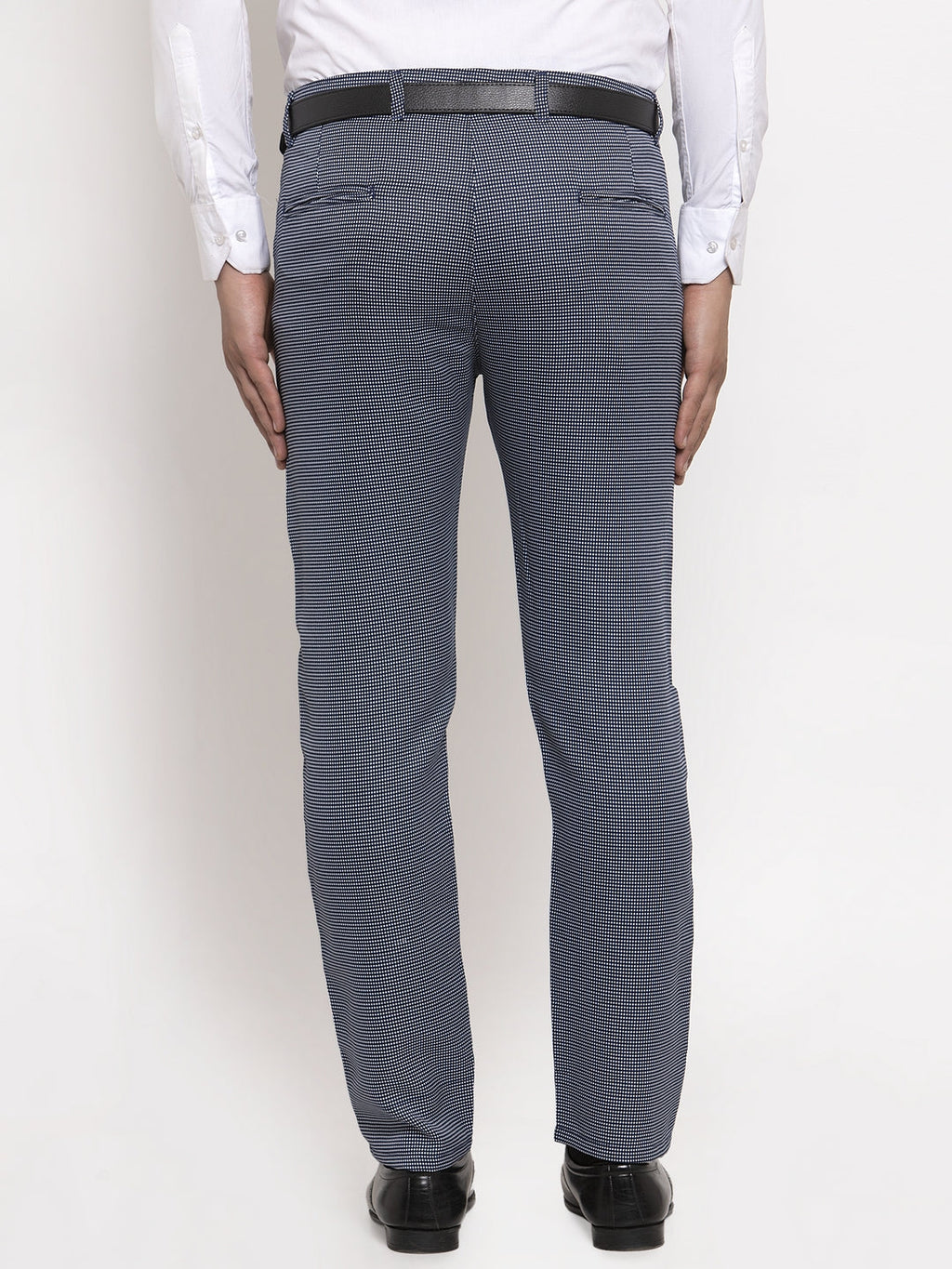 Jainish Men's Navy Cotton Polka Dots Formal Trousers ( GP 257Navy-Blue ) | Grocsy
