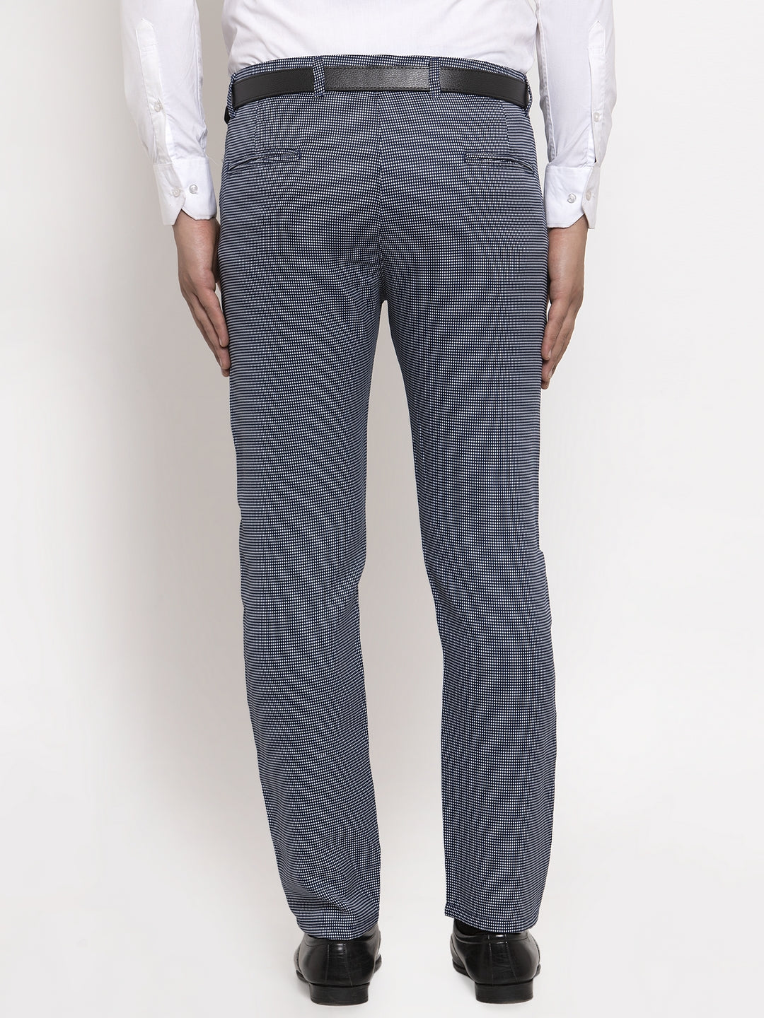 Jainish Men's Navy Cotton Polka Dots Formal Trousers ( GP 257Navy-Blue ) | Grocsy
