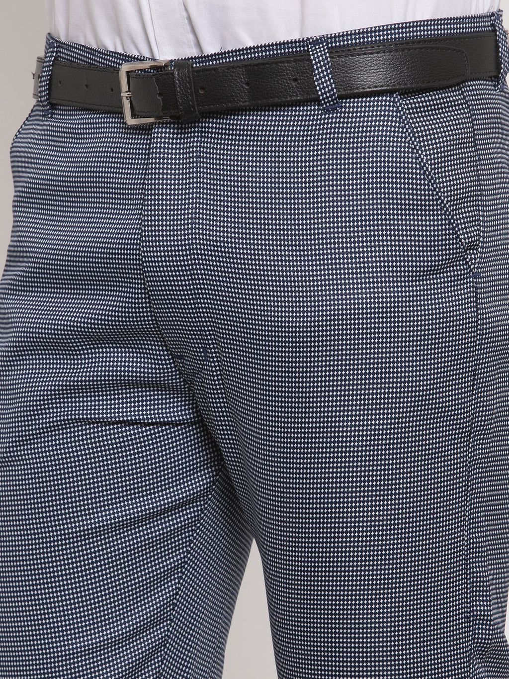 Jainish Men's Navy Cotton Polka Dots Formal Trousers ( GP 257Navy-Blue ) | Grocsy