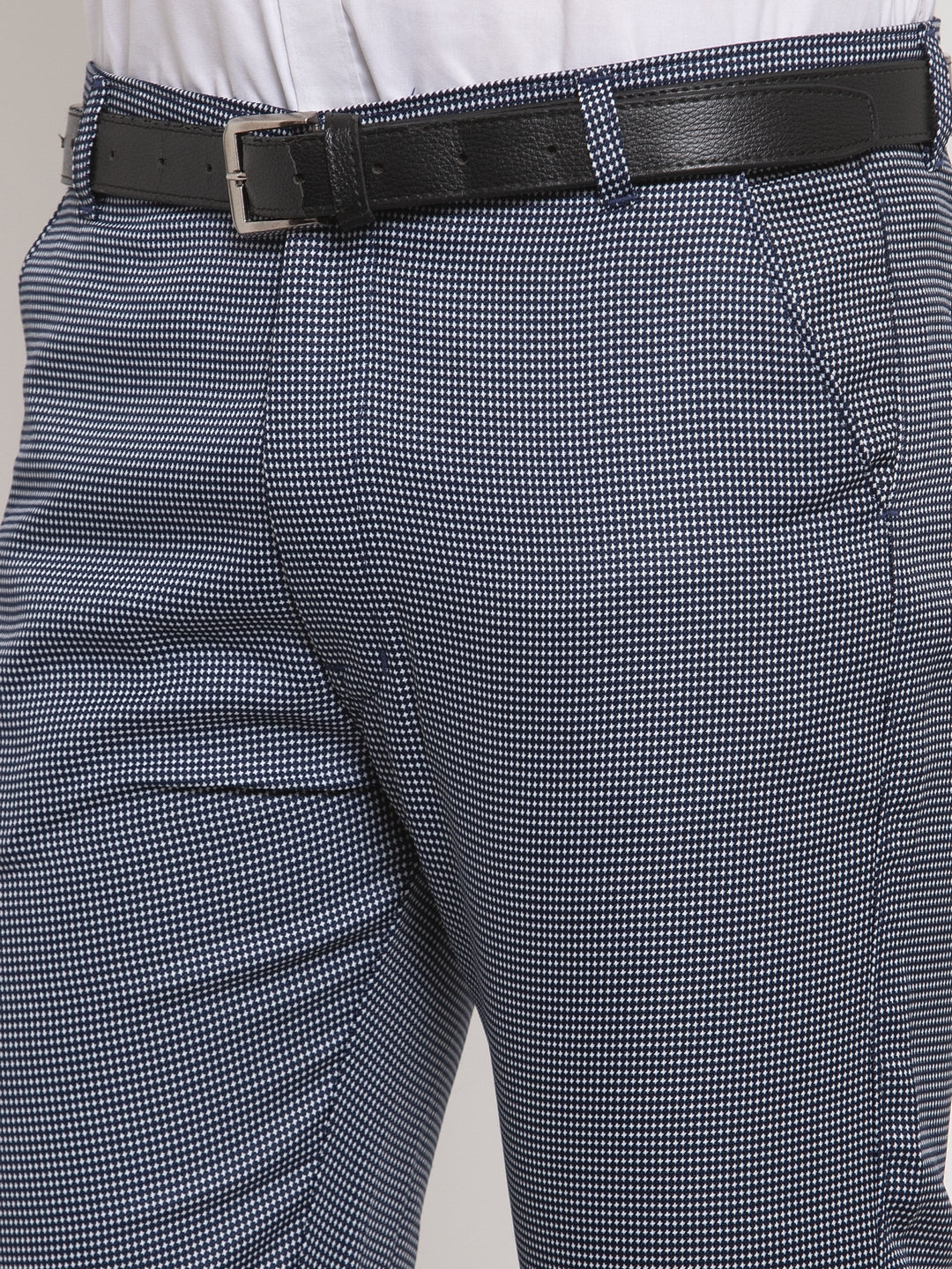 Jainish Men's Navy Cotton Polka Dots Formal Trousers ( GP 257Navy-Blue ) | Grocsy