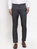 Jainish Men's Black Cotton Solid Formal Trousers ( FGP 258Charcoal ) | Grocsy