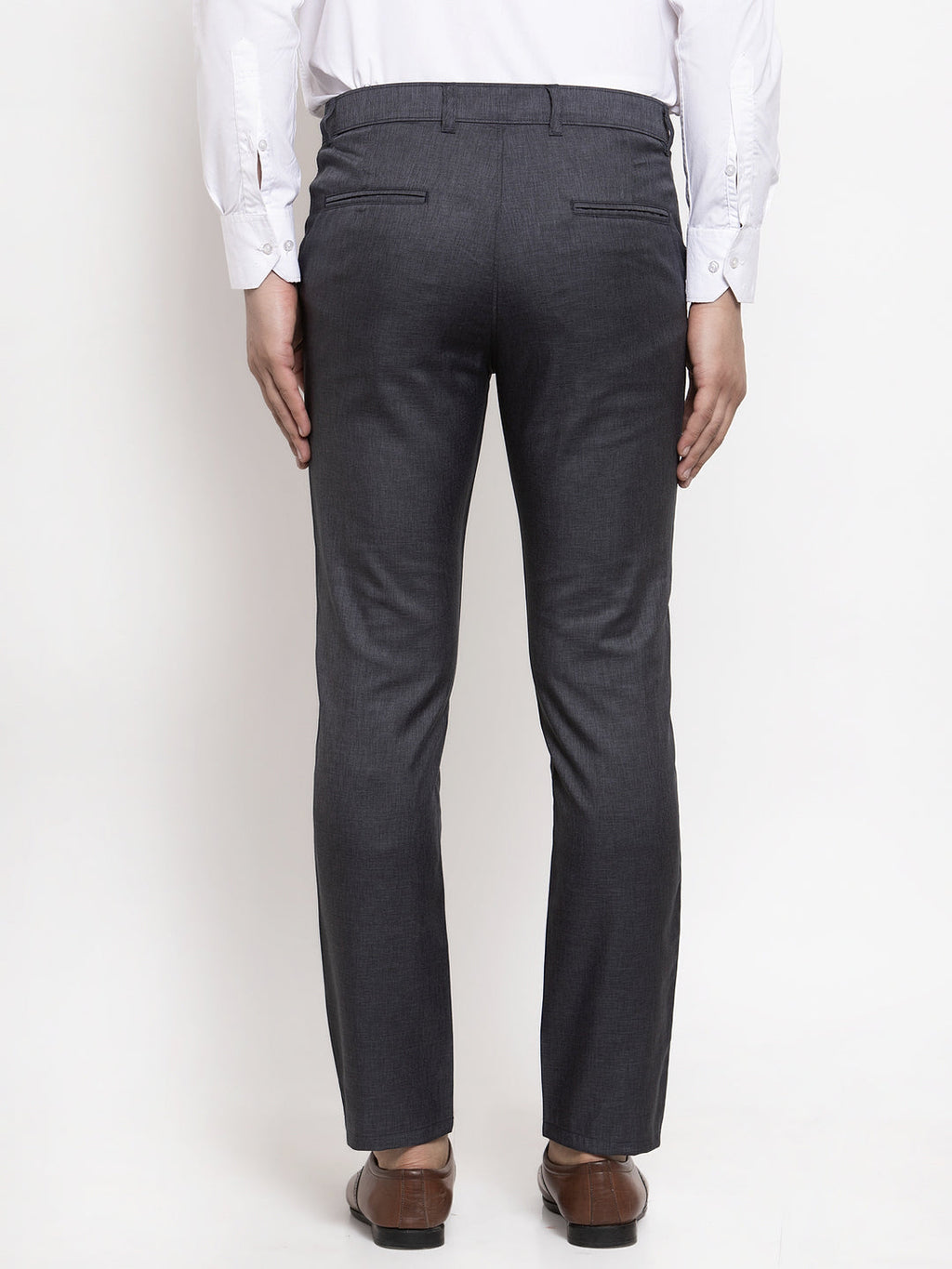 Jainish Men's Black Cotton Solid Formal Trousers ( FGP 258Charcoal ) | Grocsy
