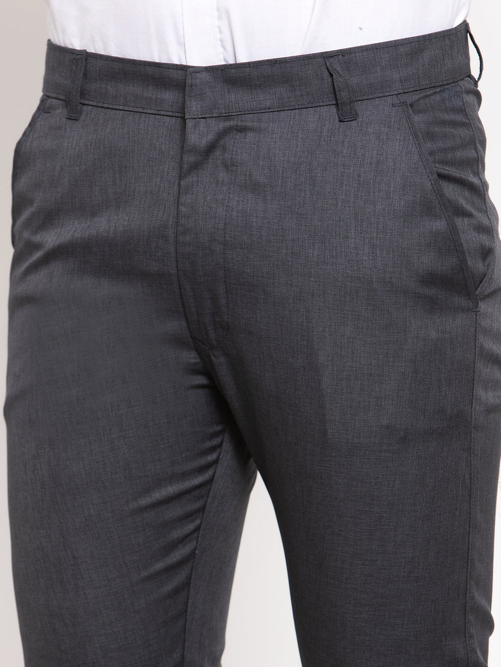 Jainish Men's Black Cotton Solid Formal Trousers ( FGP 258Charcoal ) | Grocsy