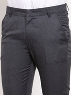 Jainish Men's Black Cotton Solid Formal Trousers ( FGP 258Charcoal ) | Grocsy