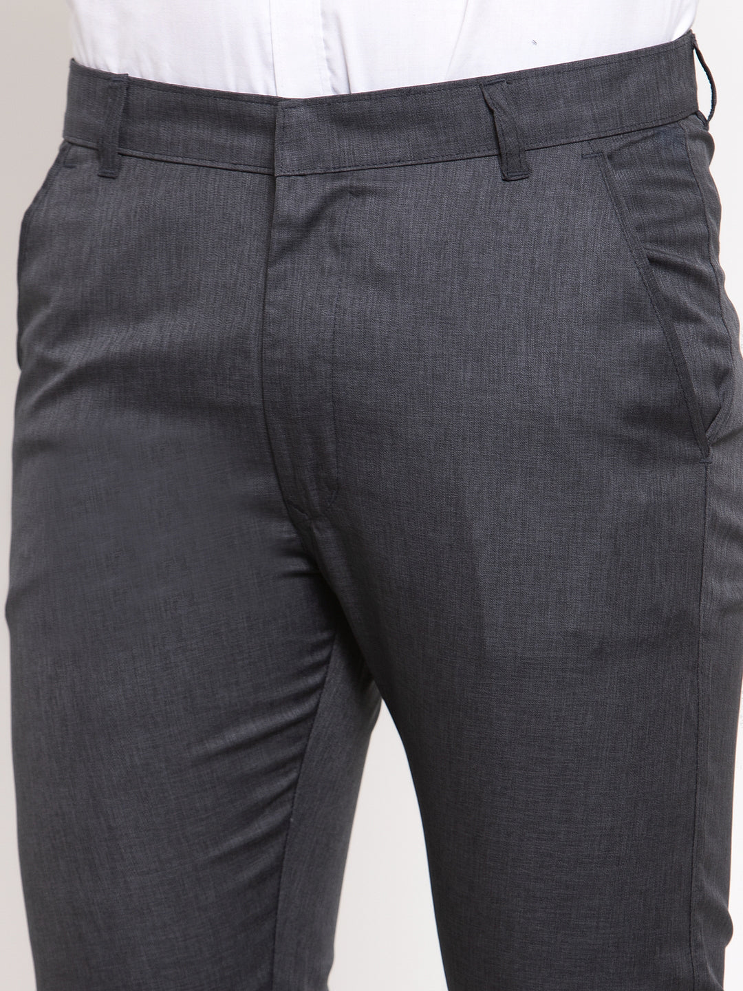 Jainish Men's Black Cotton Solid Formal Trousers ( FGP 258Charcoal ) | Grocsy