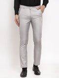 Jainish Men's Grey Cotton Solid Formal Trousers ( FGP 258Light-Grey ) | Grocsy