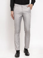 Jainish Men's Grey Cotton Solid Formal Trousers ( FGP 258Light-Grey ) | Grocsy