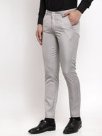 Jainish Men's Grey Cotton Solid Formal Trousers ( FGP 258Light-Grey ) | Grocsy