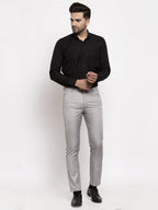 Jainish Men's Grey Cotton Solid Formal Trousers ( FGP 258Light-Grey ) | Grocsy