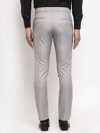 Jainish Men's Grey Cotton Solid Formal Trousers ( FGP 258Light-Grey ) | Grocsy
