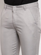 Jainish Men's Grey Cotton Solid Formal Trousers ( FGP 258Light-Grey ) | Grocsy