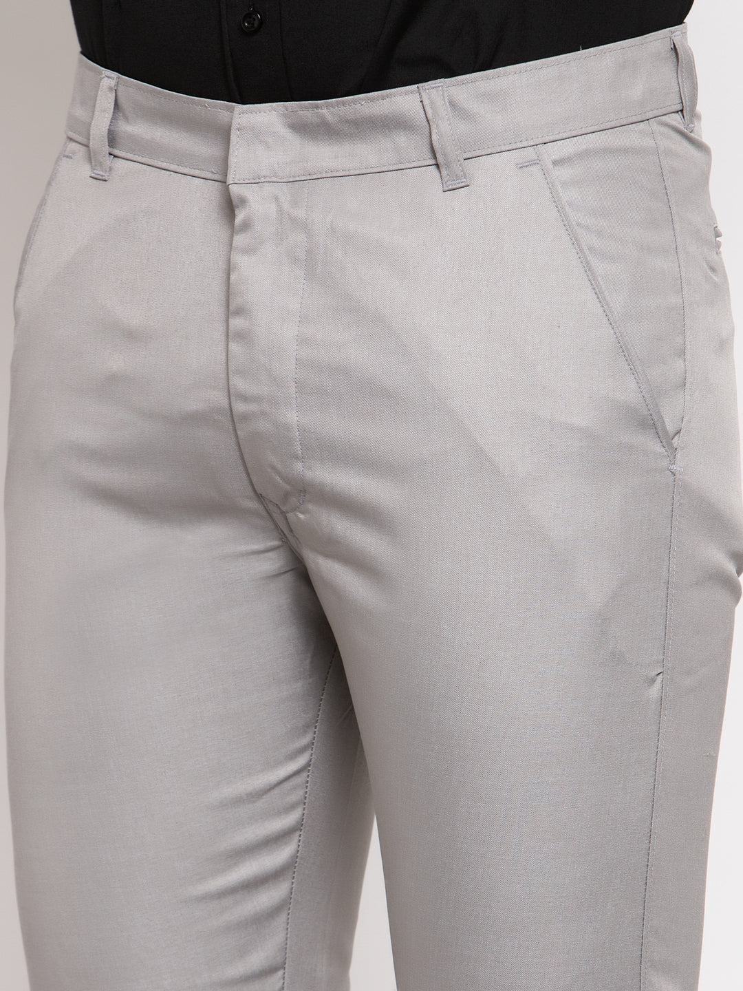 Jainish Men's Grey Cotton Solid Formal Trousers ( FGP 258Light-Grey ) | Grocsy