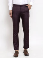 Jainish Men's Purple Cotton Solid Formal Trousers ( FGP 258Purple ) | Grocsy