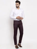 Jainish Men's Purple Cotton Solid Formal Trousers ( FGP 258Purple ) | Grocsy