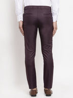 Jainish Men's Purple Cotton Solid Formal Trousers ( FGP 258Purple ) | Grocsy