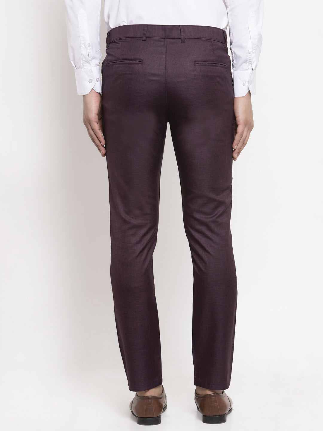 Jainish Men's Purple Cotton Solid Formal Trousers ( FGP 258Purple ) | Grocsy