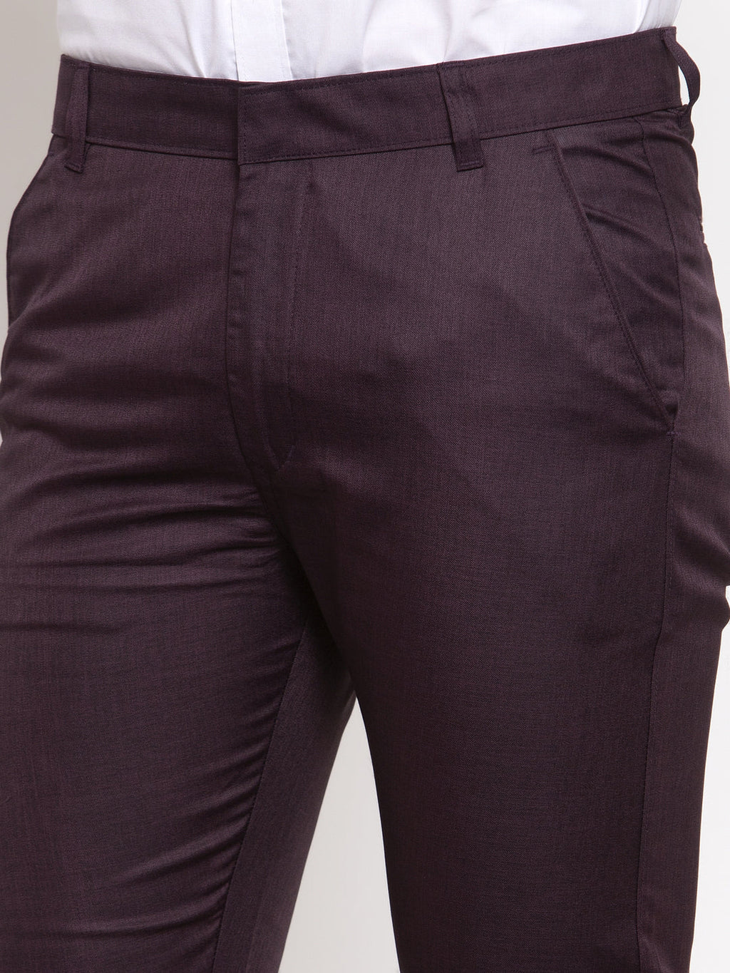 Jainish Men's Purple Cotton Solid Formal Trousers ( FGP 258Purple ) | Grocsy
