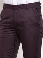 Jainish Men's Purple Cotton Solid Formal Trousers ( FGP 258Purple ) | Grocsy