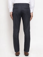 Jainish Men's Black Cotton Checked Formal Trousers ( GP 259Black ) | Grocsy